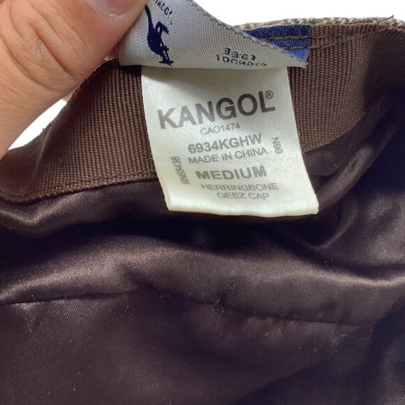 Kangol Herringbone Geez Cap Men Medium Wool Viscose Brown Lined - Picture 5 of 8